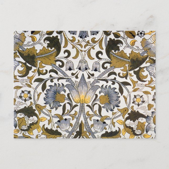 Postal Patrón floral de William Morris Lodden: azul dorad (Anverso)