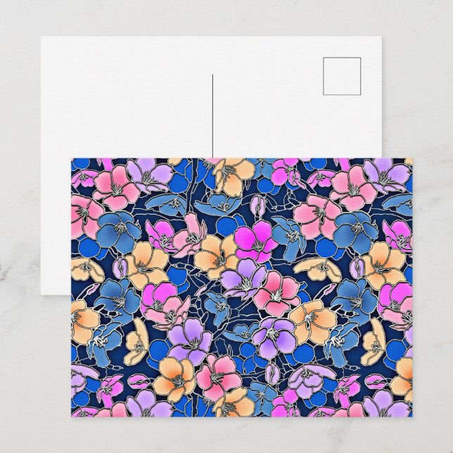 Postal Patrón floral estilístico 46 (Anverso / Reverso)