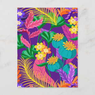 Postal Patrón floral exótico colorido-23148
