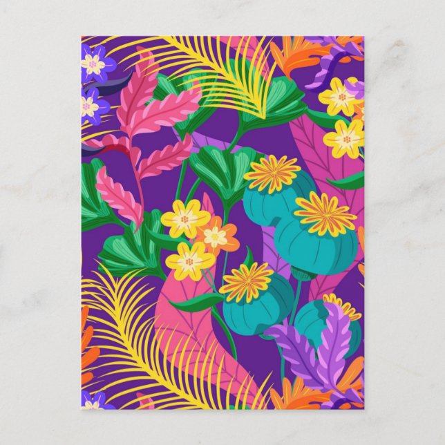 Postal Patrón Floral Exótico Colorido-23148 (Anverso)