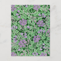 Patrón floral lila y verde