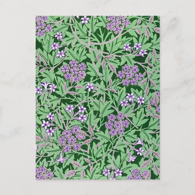 Postal Patrón floral lila y verde (Anverso)