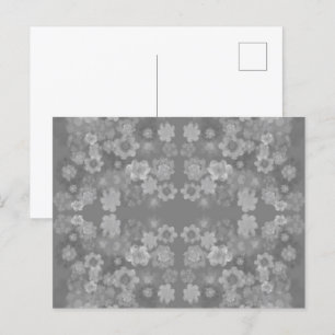 Postal Patrón Floral Retro Acuarela Negro Blanco Gris