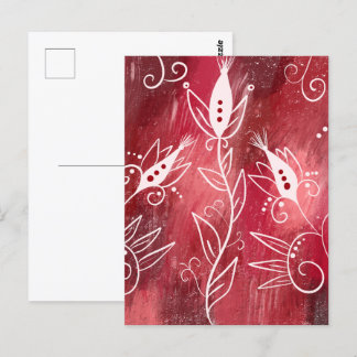 Postal Patrón floral rojo y blanco