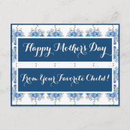 Postal Patrón floral Rosa azul