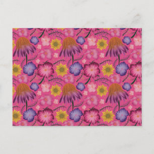 Postal Patrón floral rosado