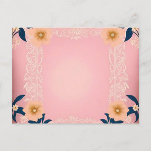 Postal Patrón floral ruso sobre fondo rosa claro