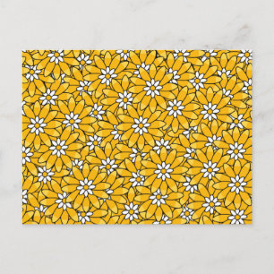 Postal Patrón floral superpuesto de color amarillo brilla