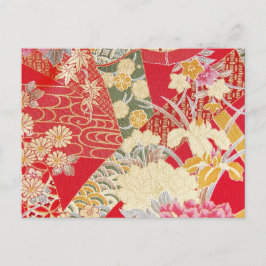 Postal Patrón floral, textil de KIMONO japonés