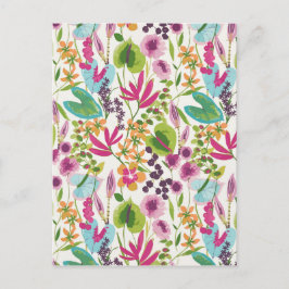 Postal Patrón floral tropical de verano colorido y elegan