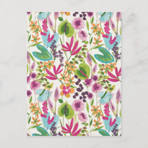 Postal Patrón floral tropical de verano colorido y elegan