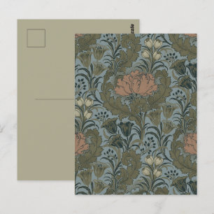 Postal Patrón Floral Victoriano Antiguo Terracota Sábila