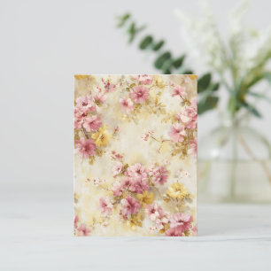Postal Patrón floral vintage en acuarela