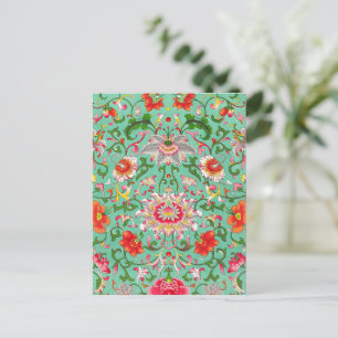 Postal Patrón floral vintage, estilo William Morris,