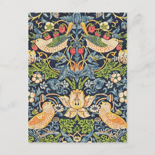 Postal Patrón floral William Morris Strawberry Thief (Anverso)