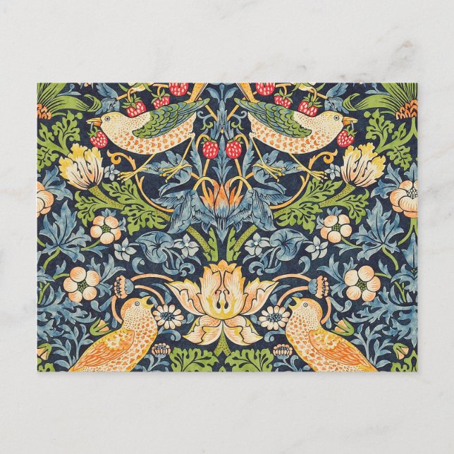 Postal Patrón floral William Morris Strawberry Thief (Anverso)