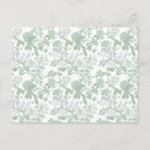 Postal Patrón francés de rosas florales verdes en estilo