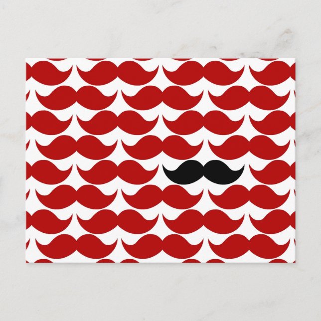 Postal Patrón Fundido Retro Rojo Mustache (Anverso)