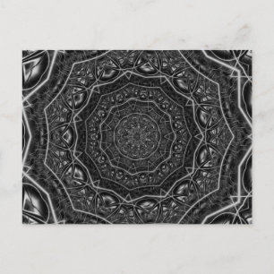 Postal Patrón geométrico blanco y negro de Kaleidoscope 5