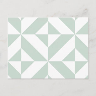 Postal Patrón geométrico de cubo deco de menta fresca