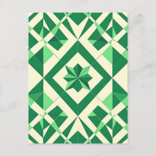 Postal Patrón geométrico de estrella verde esmeralda