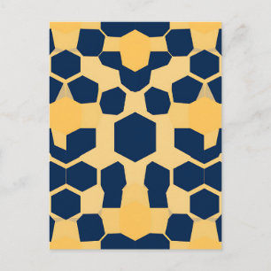 Postal Patrón Geométrico de Panal de Abejas Hexágono Azul