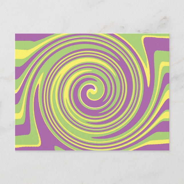 Postal Patrón giratorio amarillo y morado verde (Anverso)
