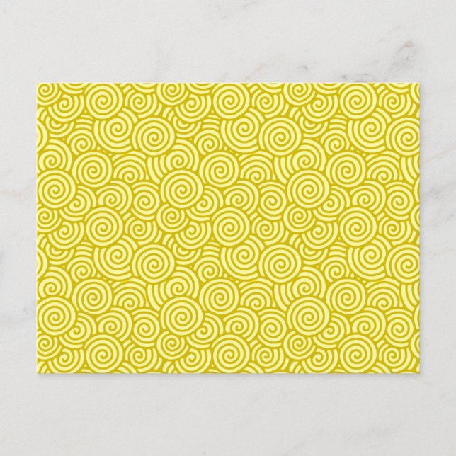 Postal Patrón giratorio japonés - mostaza y amarillo clar (Anverso)