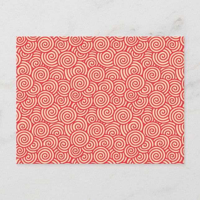 Postal Patrón giratorio japonés - naranja de coral (Anverso)