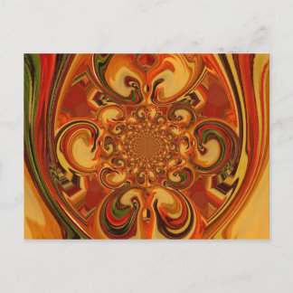 Postal Patrón giratorio: tonos Naranja, marrón y verde