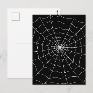 Postal patrón gótico de telaraña de Halloween en blanco y