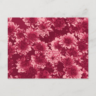 Postal Patrón gráfico moderno de Dahlia, Borgoña y Rosa