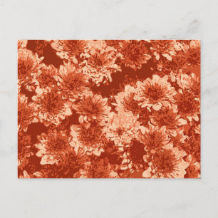 Postal Patrón gráfico moderno de Dahlia, Naranja mandarín
