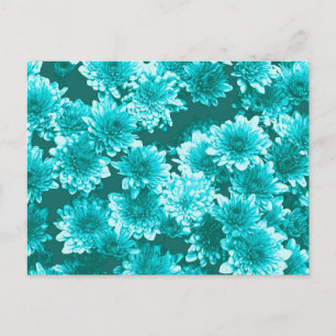 Postal Patrón gráfico moderno de Dahlia, Verde azulado y 