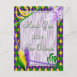 Postal Patrón Harlequin de Mardi Gras 2014 en Nueva Orlea
