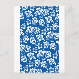 Postal Patrón hawiano de flores azules