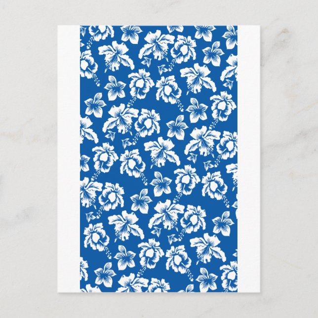 Postal Patrón hawiano de flores azules (Anverso)