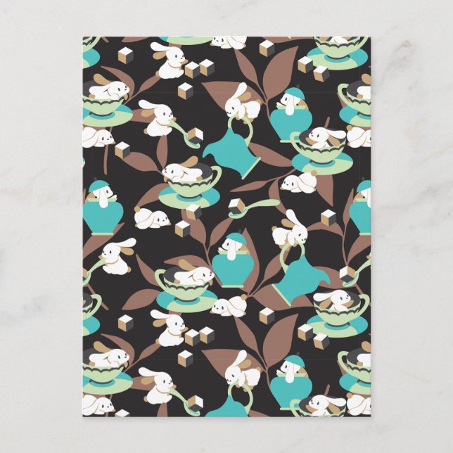 Postal Patrón II del Fiesta del té de conejo (Anverso)