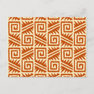 Postal Patrón Ikat Aztec - Mandarín y Naranja ligero