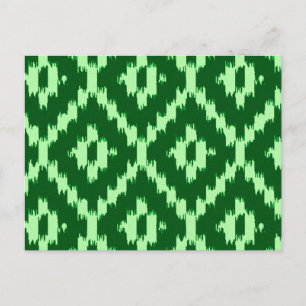 Postal Patrón Ikat - Verde pino y verde pálido