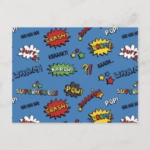 Postal Patrón infantil de superhéroes retro
