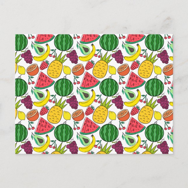 Postal Patrón ininterrumpido de frutas | Patrón de superf (Anverso)