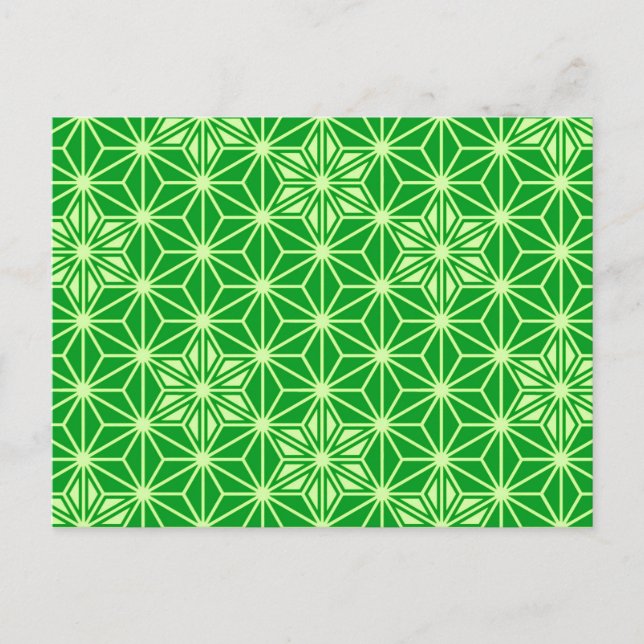 Postal Patrón japonés Asanoha - verde esmeralda (Anverso)