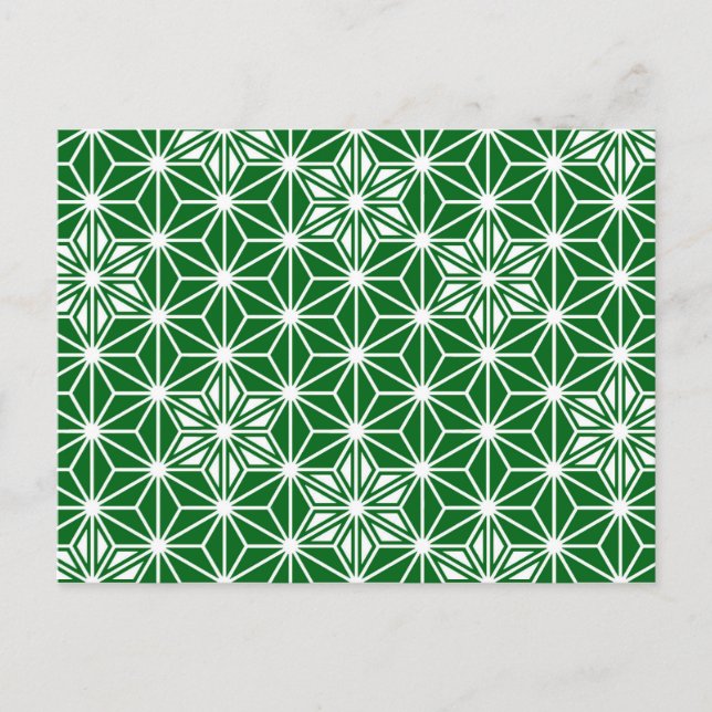 Postal Patrón japonés Asanoha - verde pino (Anverso)