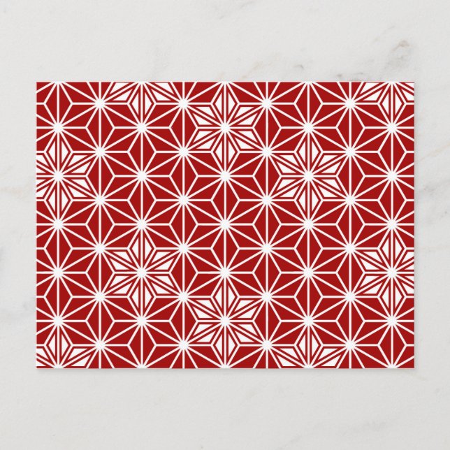 Postal Patrón japonés de Asanoha - rojo oscuro (Anverso)