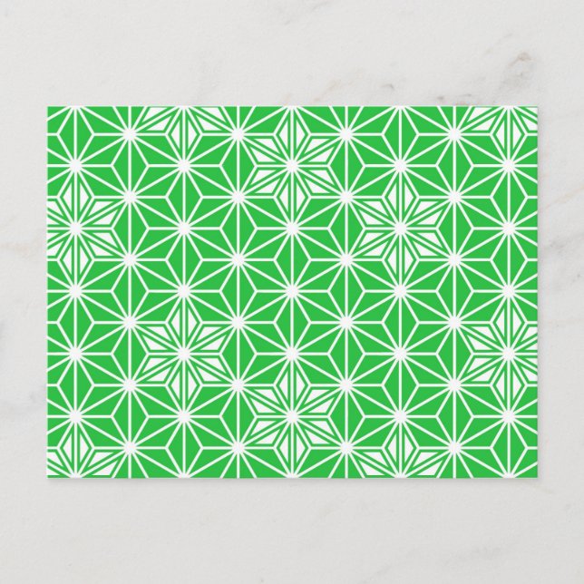 Postal Patrón japonés de Asanoha - verde jade (Anverso)