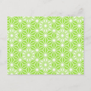Postal Patrón japonés de Asanoha - verde lima clara
