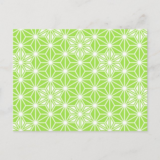 Postal Patrón japonés de Asanoha - verde lima clara (Anverso)