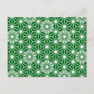 Postal Patrón japonés de Asanoha - verde pino