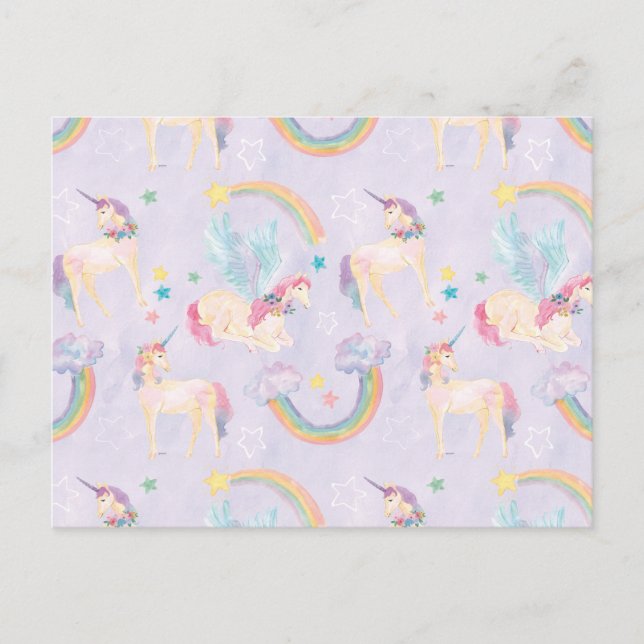 Postal Patrón mágico de unicornios (Anverso)